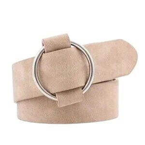NEW Khaki Faux Vegan Leather Belt Cream